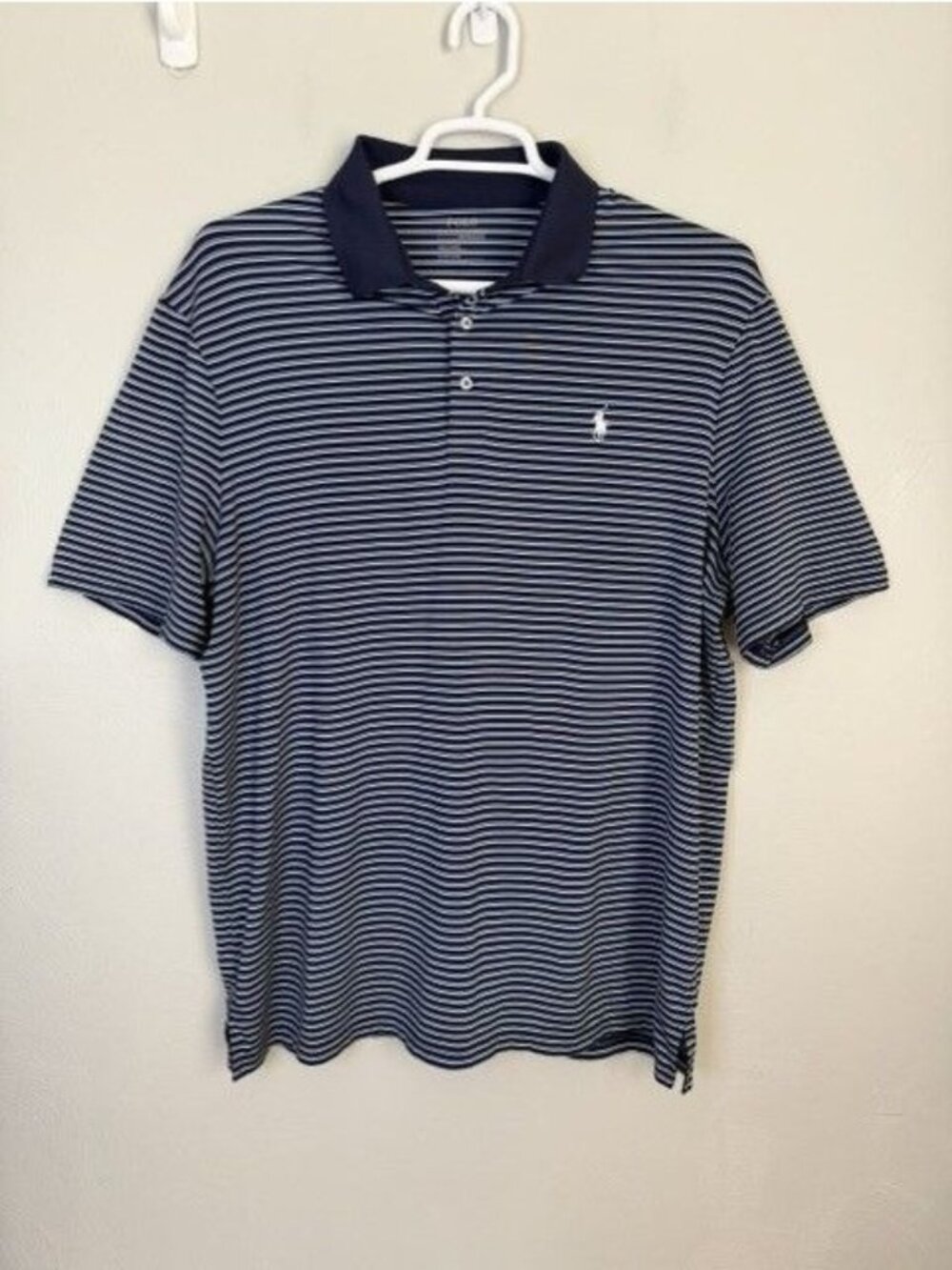 Polo Ralph Lauren Performance Golf Shirt XL Preppy Blue White Embroidered Logo